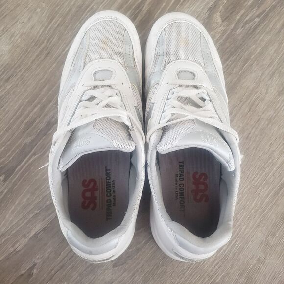 SAS Tour White Leather Mesh Silver Sneaker Shoes Womens Sz 9 Slim Made in USA - Picture 6 of 10